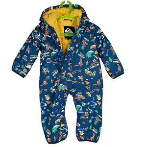 Quiksilver Infant Baby Snow Suit 6-12M DryFlight 10K Sherpa Lined Blue Printed